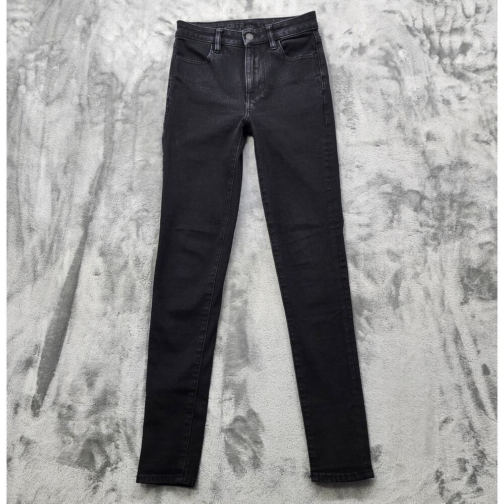 American Eagle Jeans Womens 0 Black Super High Rise Jegging Stretch Denim Preppy